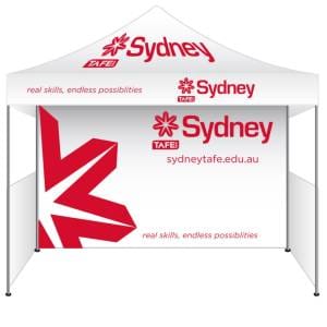 3x3m Printed Marquee with full digital canopy, 3m digital wall panel & two (2) 3m digital half wall panels