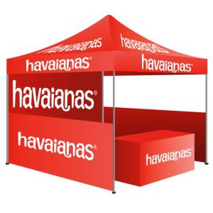 3x3m Printed Marquee with full digital canopy, 3m digital wall panel, two (2) 3m digtail half wall panels & 1.8m fitted table cover